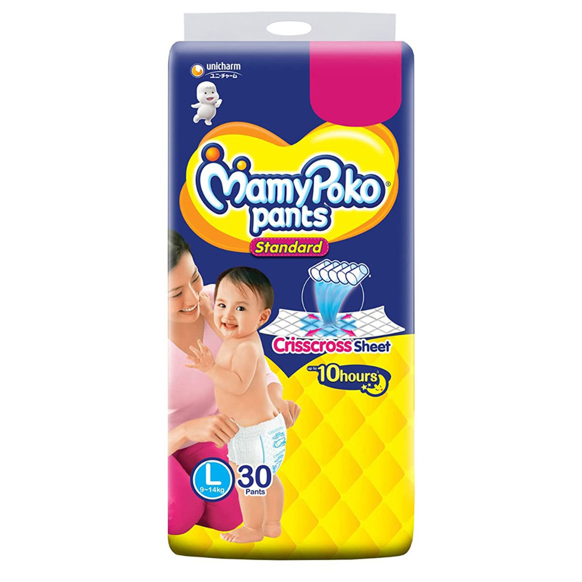 MamyPoko EXTRA ABSORB PANT STYLE BABY DIAPERS, SIZE LARGE, 32 PCS PACK, SET  OF 2 PACKS, FOR BABY WEIGHT 9-14 Kgs. - L - Buy 64 MamyPoko CRISSCROSS  ABSORBENT SHEET Pant Diapers